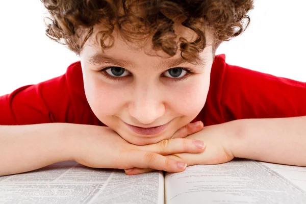 Boy reading book — Stock Photo, Image