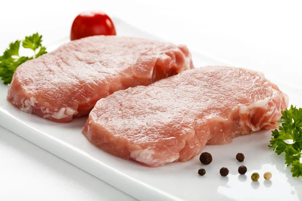 Costeletas de porco em bruto frescas — Fotografia de Stock
