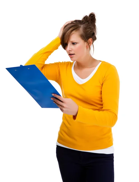 Woman with notepad — Stock Photo, Image