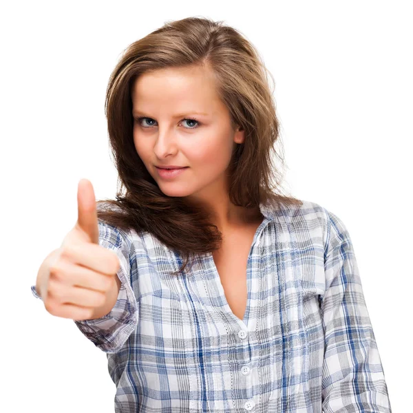 Woman showing thumbs up — Stock Photo, Image