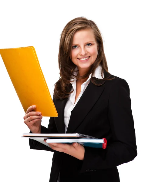 Woman with notepad — Stock Photo, Image