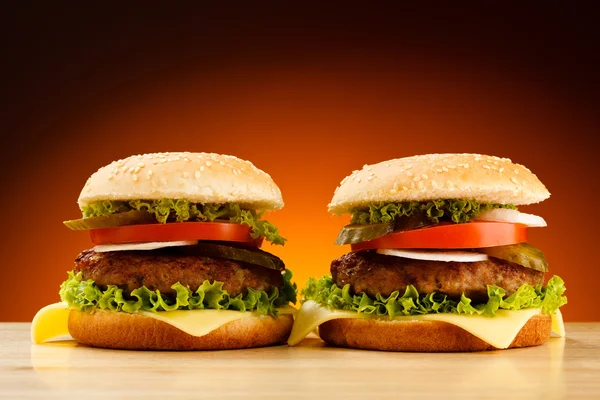 Two Big hamburgers — Stock Photo, Image