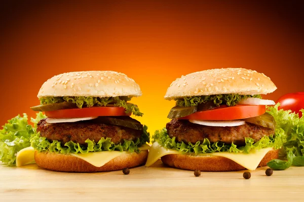 Two Big hamburgers — Stock Photo, Image