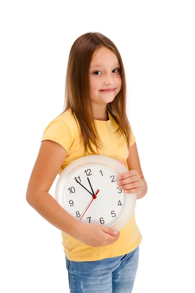 Menina com relógio — Fotografia de Stock