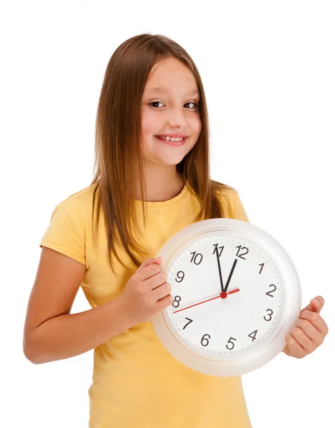 Girl with clock — Stock Photo, Image