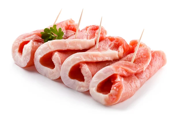 Chuletas frescas de cerdo crudo — Foto de Stock