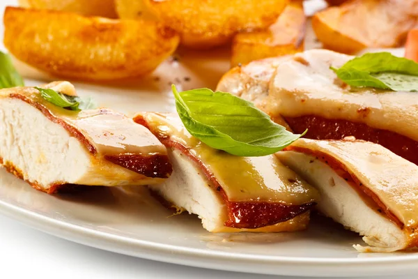 Grilled chicken breasts with cheese Royalty Free Stock Images