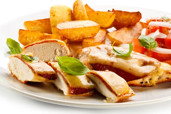 Grilled chicken breasts with cheese Stock Image