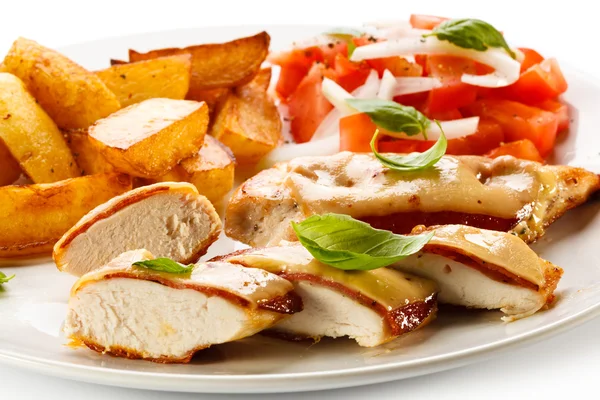 Grilled chicken breasts with cheese Stock Photo