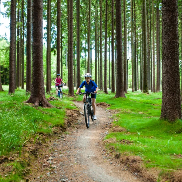 Flickor ridning cyklar — Stockfoto