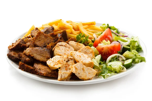Grilled meat with fried potatoes — Stock Photo, Image