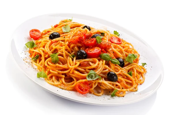 Pasta met vlees, tomaten saus — Stockfoto