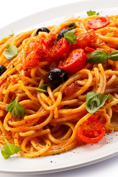 Pasta met vlees, tomaten saus — Stockfoto