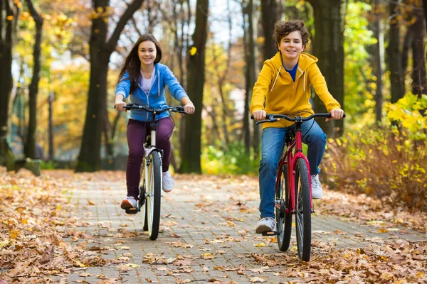 Pessoas de bicicleta no parque da cidade — Fotografia de Stock