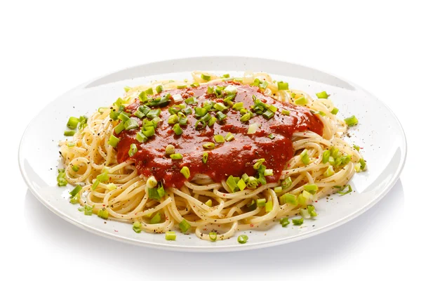 Pasta met tomatensaus — Stockfoto