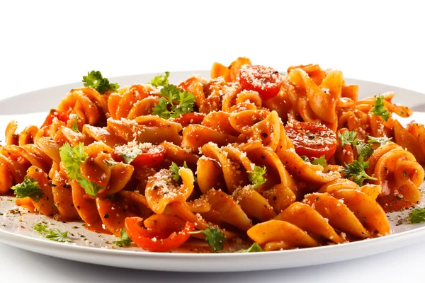 Pasta con carne, salsa de tomate — Foto de Stock