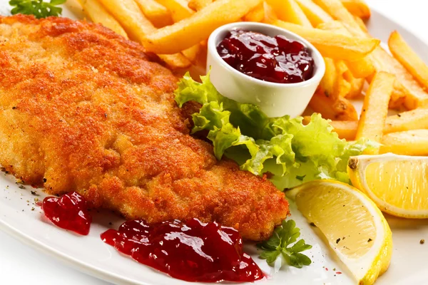 Schweinekotelett, Pommes — Stockfoto