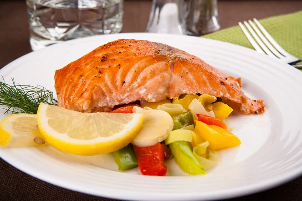 Salmon with vegetables Stock Photo