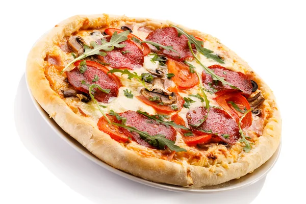 Pizza with salami — Stock Photo, Image