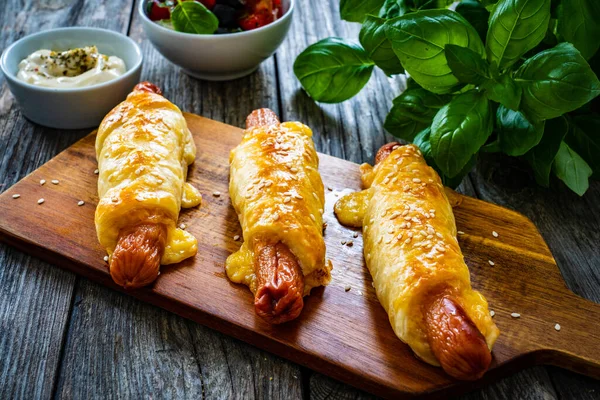 Sausage Rolls Pork Sausages Wrapped Puff Pastry — Foto Stock