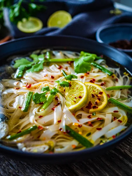 Pho Soup Vietnamese Soup Wooden Table — Stockfoto