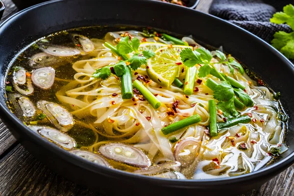 Pho Soup Vietnamese Soup Wooden Table — Stockfoto
