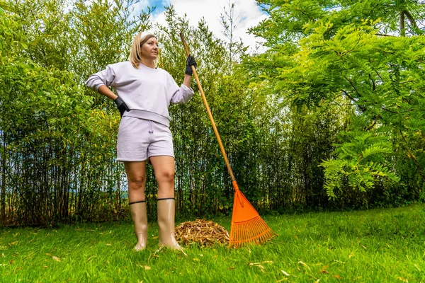 Gardening Woman Working Garden — Photo