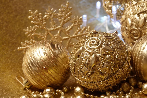 Gold christmas balls — Stock Photo, Image