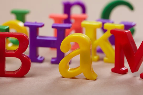 Plastic alphabet letters — Stock Photo, Image