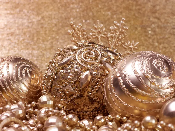 Gold christmas balls — Stock Photo, Image