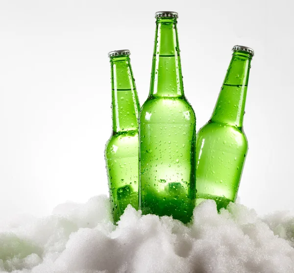 雪の中でビール瓶 — ストック写真