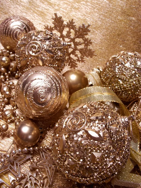 Gold christmas balls — Stock Photo, Image