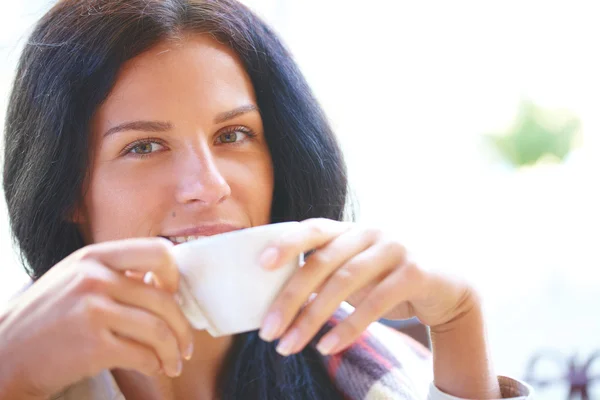 Woman with coffee — Stock Photo, Image