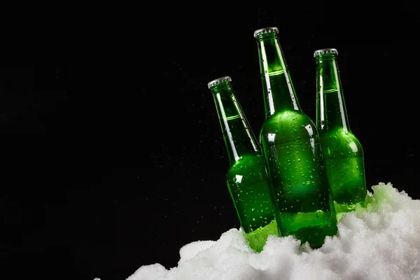 雪の中でビール瓶 — ストック写真