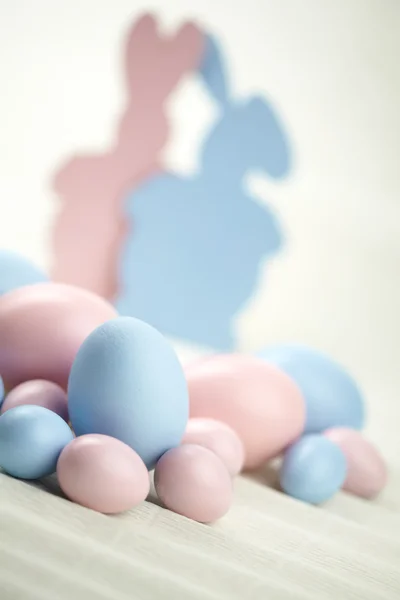 Easter eggs and rabbit — Stock Photo, Image