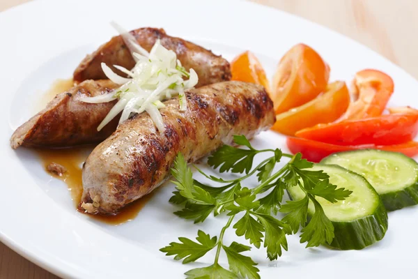 Sausage with vegetables — Stock Photo, Image