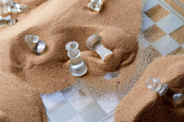 Close View Glass Chess Sand — Stock Photo, Image