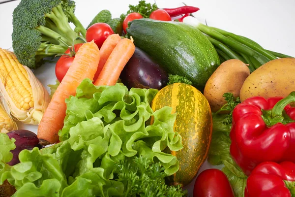 Close View Fresh Vegetables White Background — Stock Photo, Image