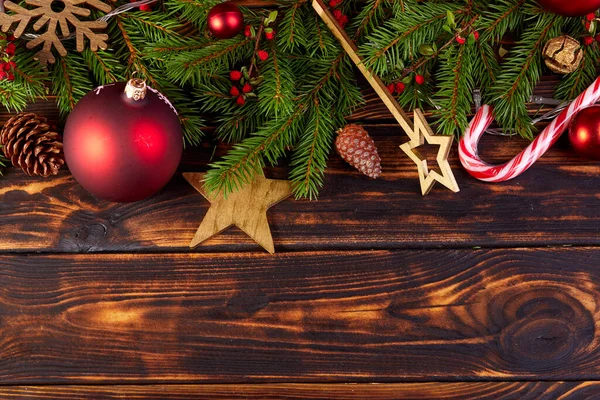 Decorações Natal Fundo Madeira — Fotografia de Stock