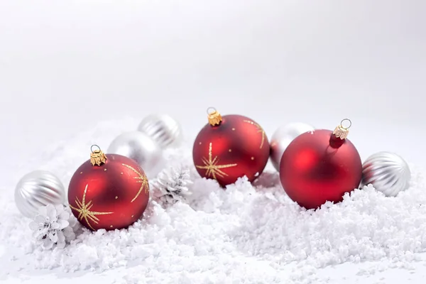 Christmas Composition Shiny Christmas Balls White Background Royalty Free Stock Photos