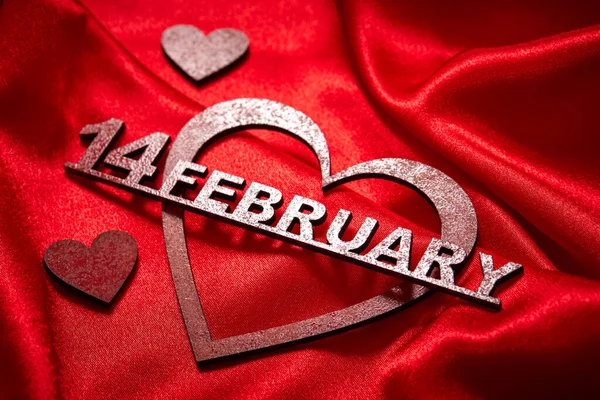 Valentines Day Background Valentine Heart Red Silk Fabric Wedding Love —  Fotos de Stock