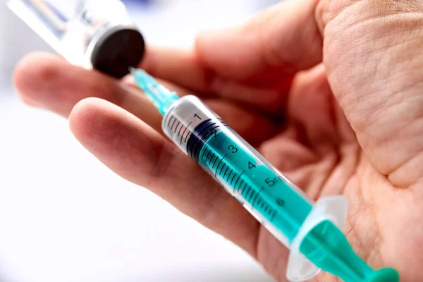 Vacina Frasco Para Injetáveis Com Seringa — Fotografia de Stock