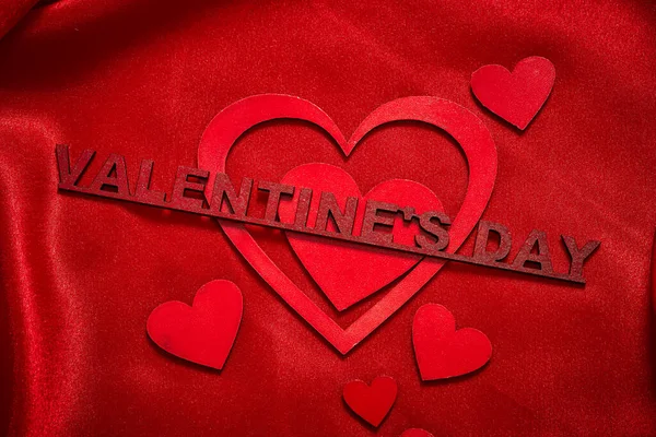 Valentines Day Background Valentine Heart Red Silk Fabric Wedding Love — Fotografia de Stock