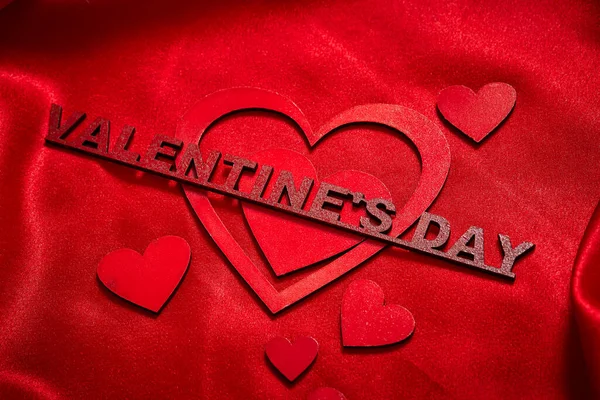 Valentines Day Background Valentine Heart Red Silk Fabric Wedding Love — Stockfoto