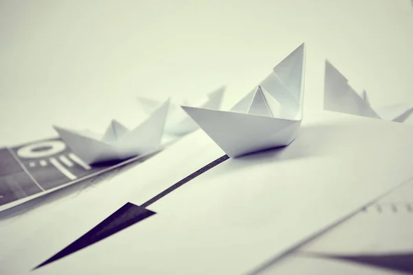 Business Concept Paper Boats Documents — ストック写真