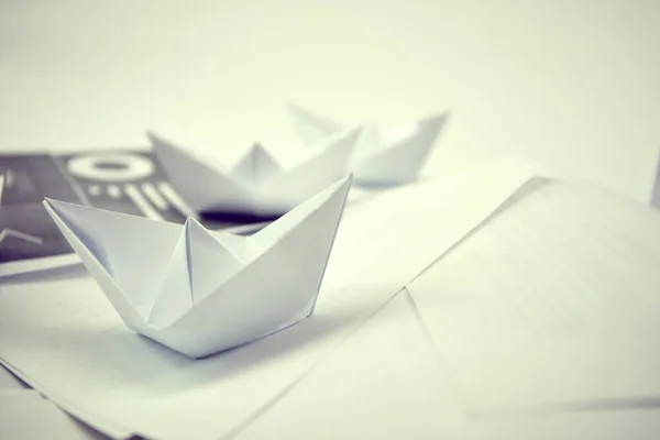 Business Concept Paper Boats Documents — Fotografia de Stock