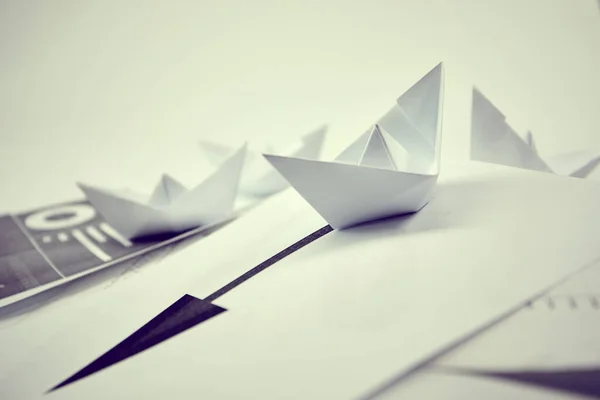 Business Concept Paper Boats Documents Stockbild