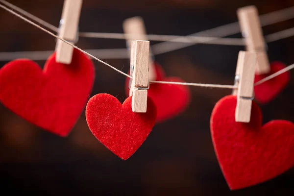 Kırmızı Kalpler Şubat Için Şenlikli Arka Plan Sevgililer Günü — Stok fotoğraf
