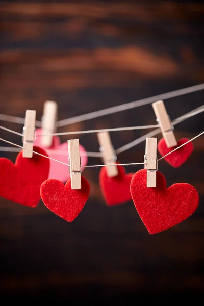 Coeurs Rouges Fond Festif Pour Février Saint Valentin — Photo