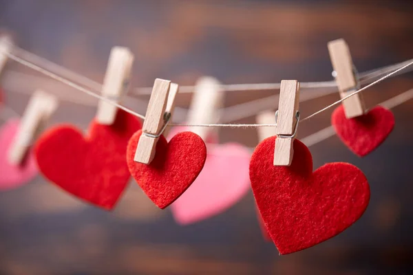 Красные Сердца Праздничный Фон Февраля День Святого Валентина — стоковое фото